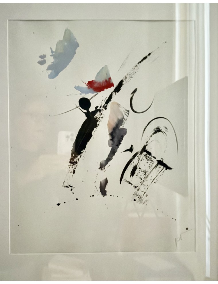 Composition abstraite de Jean Miotte. Acrylique sur papier