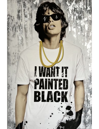 Paint is black, Mick Jagger. Technique mixte sur toile de Mr Sly