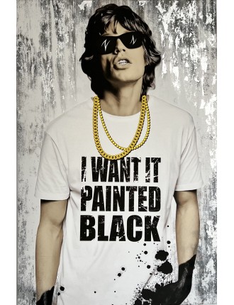 Paint is black, Mick Jagger. Technique mixte sur toile de Mr Sly