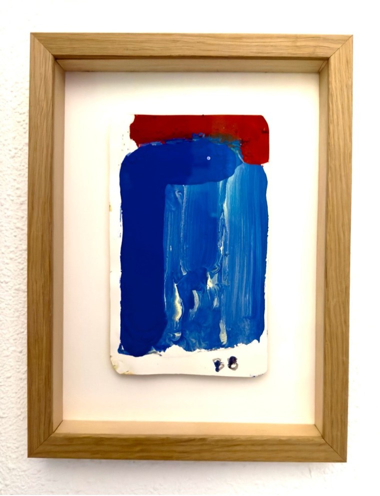 Technique mixte bleu et rouge de Bram Bogart Technique mixte bleu et rouge de Bram Bogart