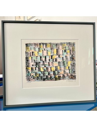 Lithographie rehaussee au crayon de couleur de Jacques Germain