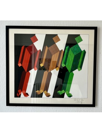 Victor Vasarely - Lithographie Unique 'Personnages' | Art Contemporain à Vendre