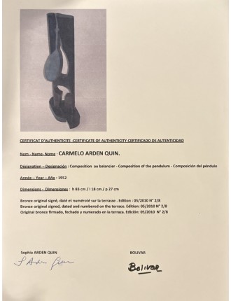 Sculpture en bronze a patine noire de Carmelo Arden Quin
