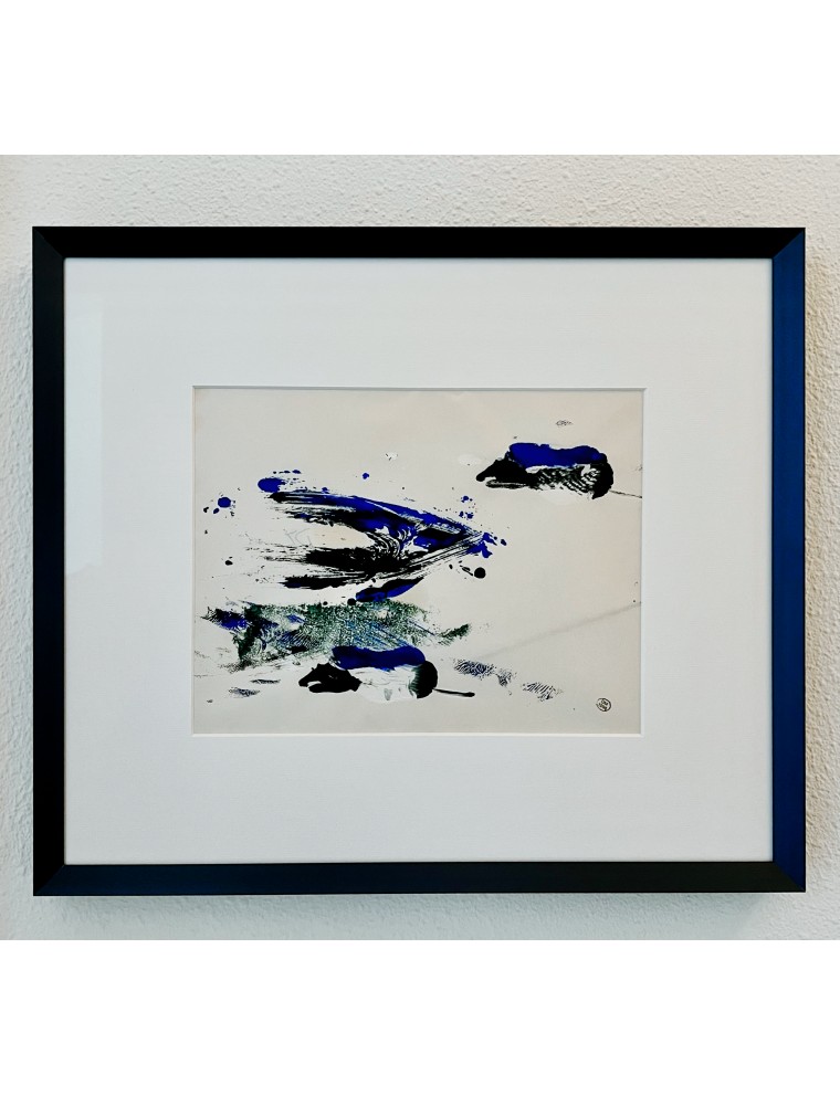 Composition abstraite bleu. Huile sur papier de Dora Maar Composition abstraite bleu. Huile sur papier de Dora Maar