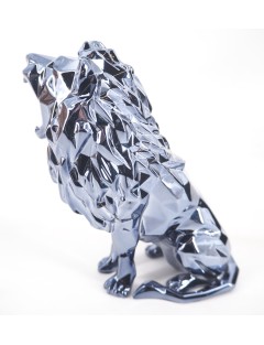 Lion bleu argente, epreuve en polyresine de Richard Orlinsky