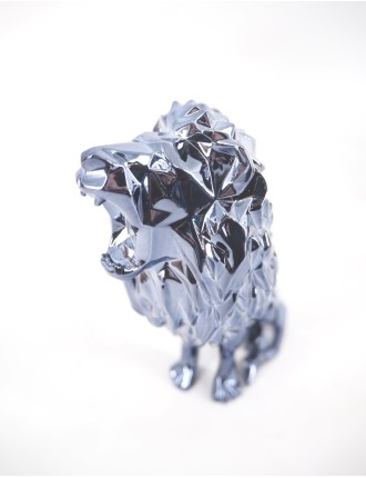 Lion bleu argente, epreuve en polyresine de Richard Orlinsky