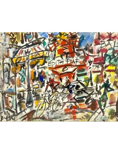 Les Cyclistes, gouache de Gen Paul