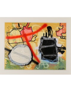 La halte au point d'eau. Technique mixte sur papier. 1990. François Arnal