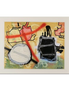 La halte au point d'eau. Technique mixte sur papier. 1990. François Arnal