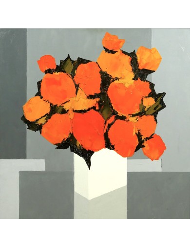 Fleurs coupées. Huile sur toile de Marcel Demagny