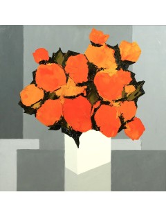 Fleurs coupées. Huile sur toile de Marcel Demagny