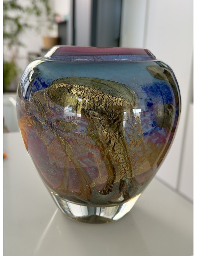 Vase - Jean-Claude Novaro - Vase en verre soufflé à d'inclusions et décor intercalaire