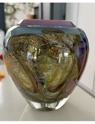 Vase - Jean-Claude Novaro - Vase en verre soufflé à inclusions et décor intercalaire