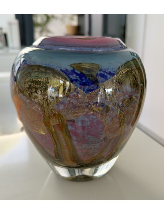 Vase - Jean-Claude Novaro - Vase en verre soufflé à inclusions et décor intercalaire