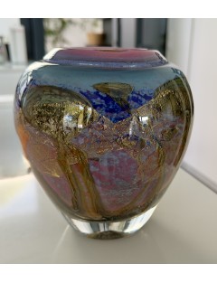 Vase - Jean-Claude Novaro - Vase en verre soufflé à inclusions et décor intercalaire
