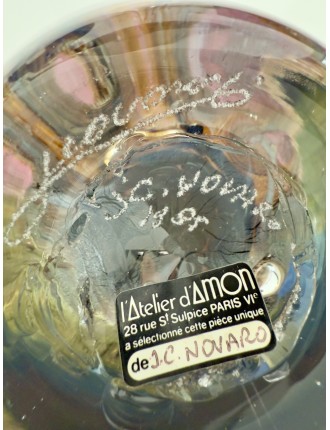 Vase - Jean-Claude Novaro - Vase en verre soufflé à inclusions et décor intercalaire
