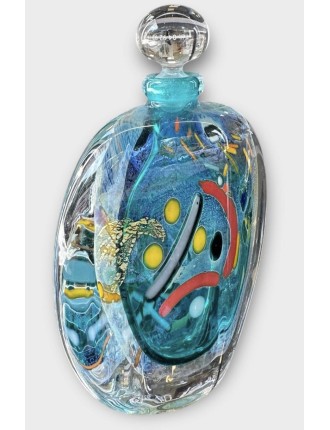 Vase - Eric Laurent - Flacon en verre soufflé à décor intercalaire multicolore