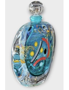Vase - Eric Laurent - Flacon en verre soufflé à décor intercalaire multicolore