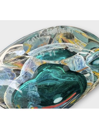Vase - Eric Laurent - Flacon en verre soufflé à décor intercalaire multicolore