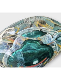 Vase - Eric Laurent - Flacon en verre soufflé à décor intercalaire multicolore