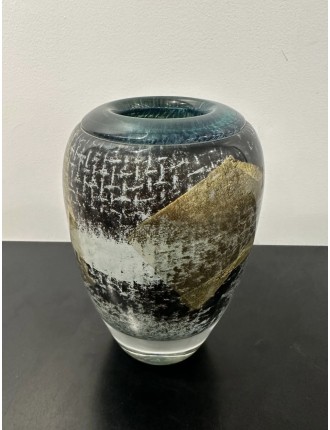 Vase - Jean-Claude Novaro - Vase en verre soufflé à décor d'inclusions dorées et polychromes