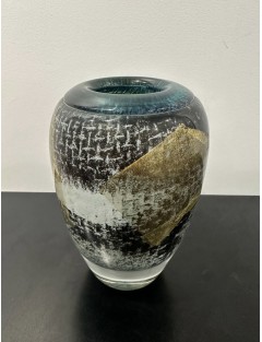 Vase - Jean-Claude Novaro - Vase en verre soufflé à décor d'inclusions dorées et polychromes