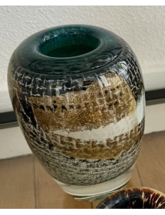 Vase - Jean-Claude Novaro - Vase en verre soufflé à décor d'inclusions dorées et polychromes