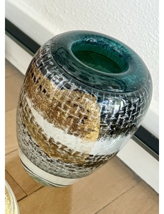 Vase - Jean-Claude Novaro - Vase en verre soufflé à décor d'inclusions dorées et polychromes