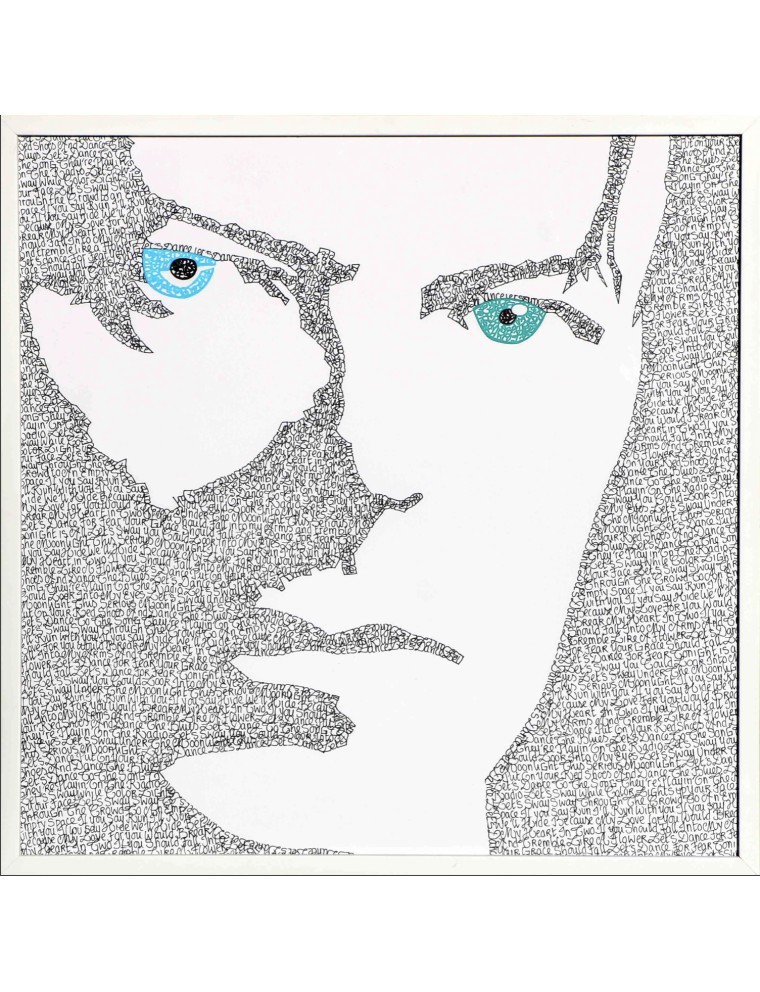 David Bowie, calligraphie a l'encre sur papier de Athena Menekratis