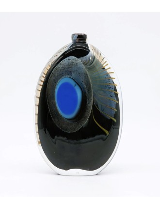 Vase bouteille en méplat en verre soufflé
