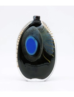 Vase bouteille en méplat en verre soufflé
