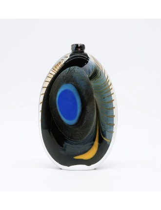 Vase bouteille en méplat en verre soufflé