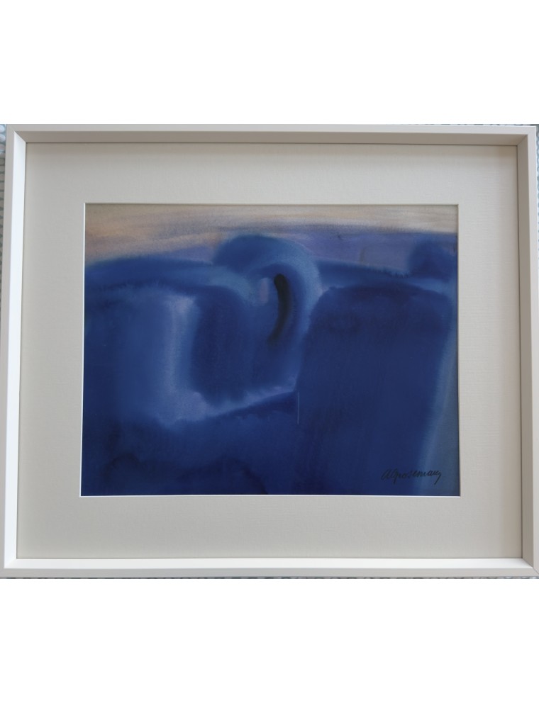 Arthur Grosemans – Technique mixte – 1969 – Poème en bleu